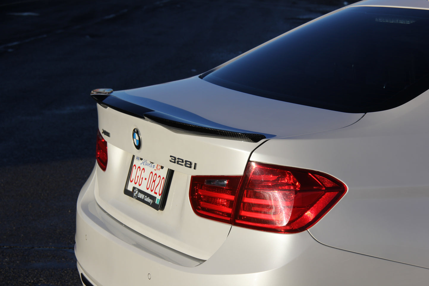 EuroCarbon BMW Carbon Fiber Spoiler for F30 M4 Style Installed rear